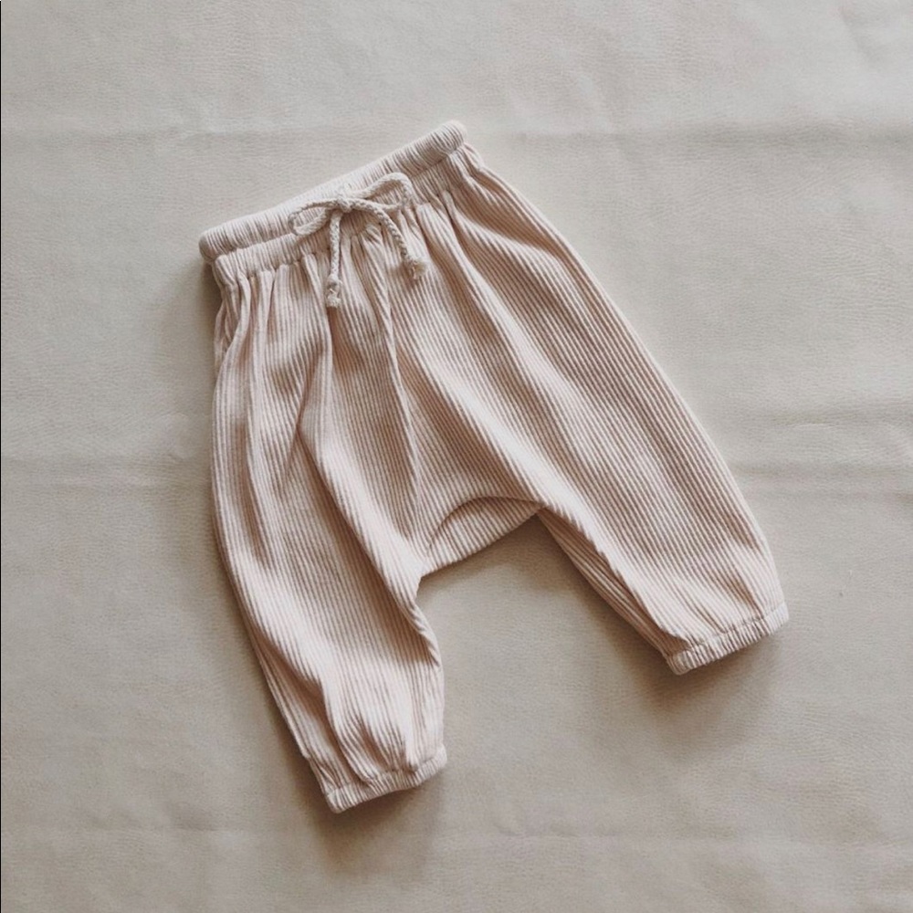 Cotton Ribbed draw string cream toddler pants ✨